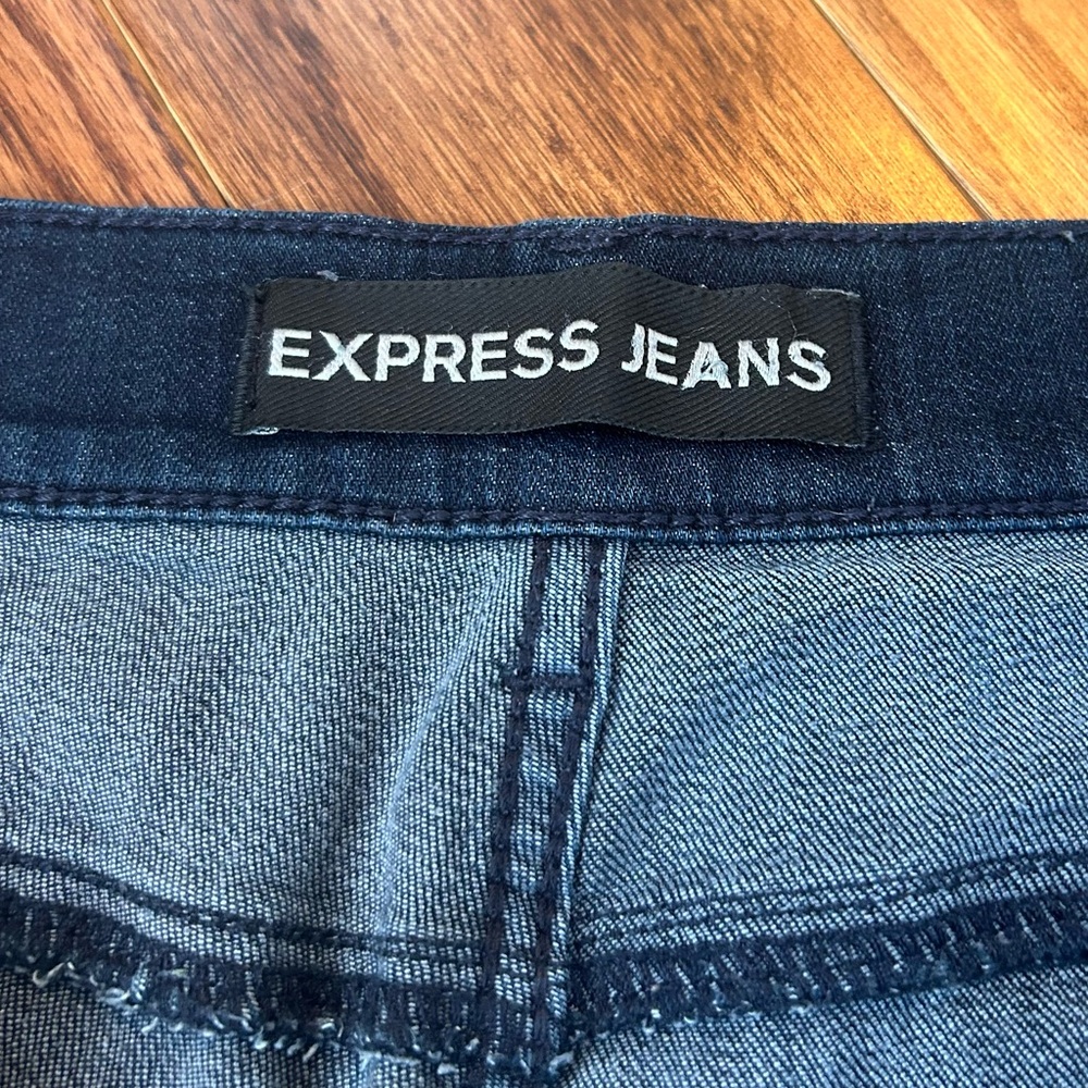 Express Jeans Mid Rise Dark Wash Skinny Jeans Size 8 - Picture 6 of 10